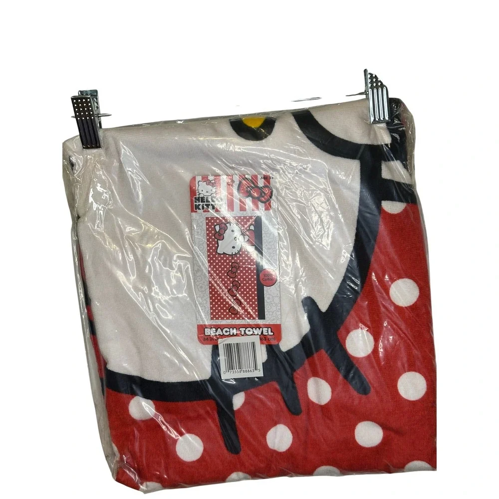 Hello Kitty Beach Towel Red White Polka Dot‎ Cotton Kids
